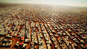 An aerial view shows the Zaatari refugee camp near the Jordanian city of Mafraq, some 8 kilometers from the Jordanian-Syrian border. 03/02/2016. BBC News